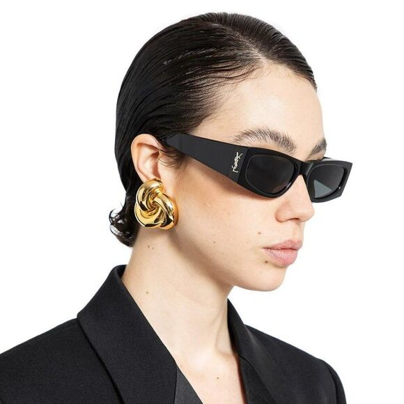 NEW Saint Laurent SLM140/F 002 Black Grey Mirror Rectangle Unisex Sunglasses - Picture 3 of 12